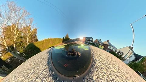 Ultra Wide Special View of British Urban City Streets During Car Drive Stock Footage 327046645