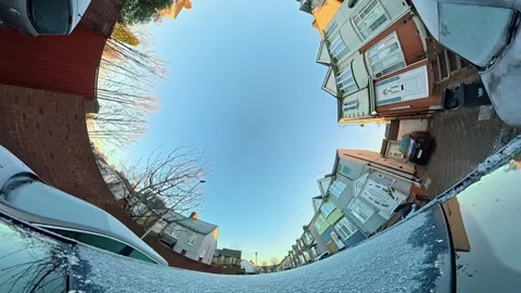 Ultra Wide Special View of British Urban City Streets During Car Drive Stock Footage 327046806