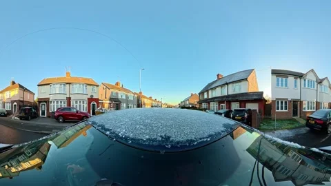 Ultra Wide Special View of British Urban City Streets During Car Drive Stock Footage 327047447