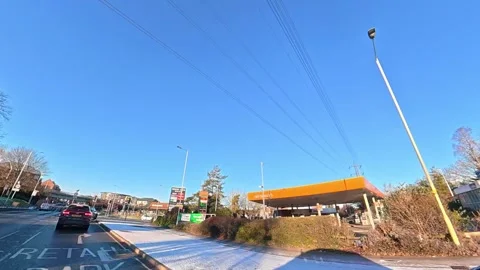 Ultra Wide Special View of British Urban City Streets During Car Drive Stock-Footage 327047554