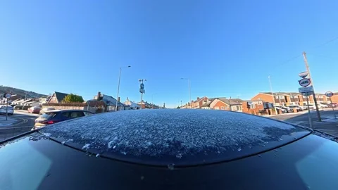 Ultra Wide Special View of British Urban City Streets During Car Drive Stock Footage 327047641