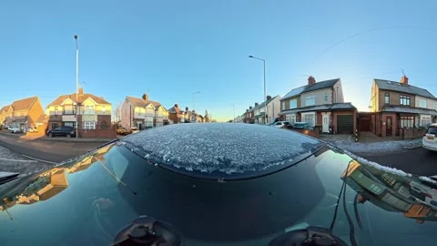 Ultra Wide Special View of British Urban City Streets During Car Drive Stock Footage 327047731