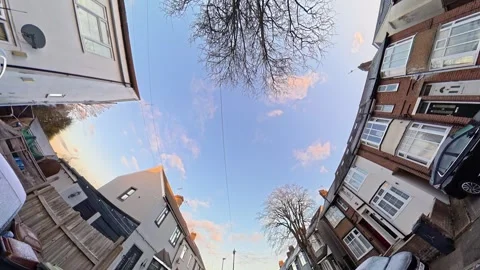Ultra Wide Special View of British Urban City Streets During Car Drive Vídeos de archivo 327048663