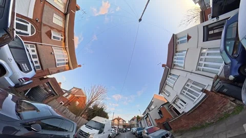 Ultra Wide Special View of British Urban City Streets During Car Drive Vídeo Stock 327048728