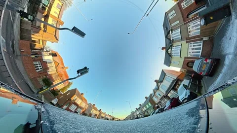 Ultra Wide Special View of British Urban City Streets During Car Drive Stock-Footage 327048783