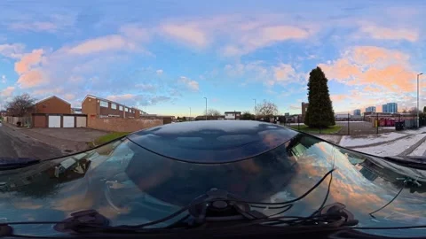 Ultra Wide Special View of British Urban City Streets During Car Drive Stock Footage 327049281