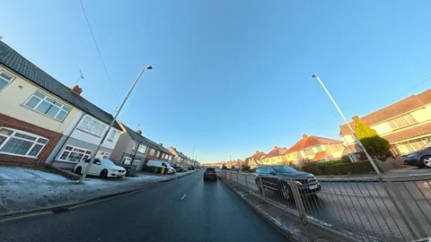 Ultra Wide Special View of British Urban City Streets During Car Drive Vídeo Stock 327050042