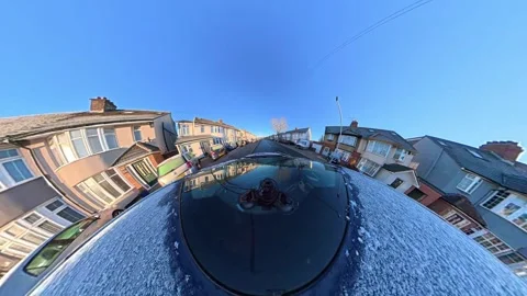 Ultra Wide Special View of British Urban City Streets During Car Drive Stock Footage 327050187