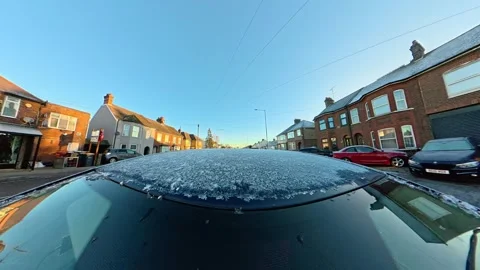 Ultra Wide Special View of British Urban City Streets During Car Drive Stock Footage 327050428