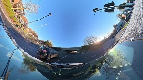 Ultra Wide Special View of British Urban City Streets During Car Drive Stock Footage 327052074