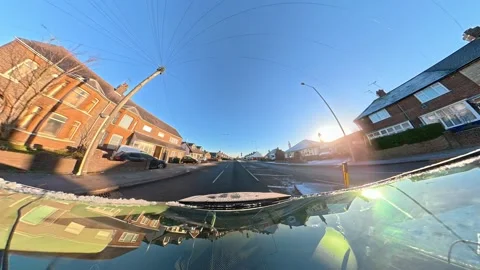 Ultra Wide Special View of British Urban City Streets During Car Drive Vídeos de archivo 327052157