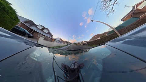 Ultra Wide Special View of British Urban City Streets During Car Drive Vídeo Stock 327052260