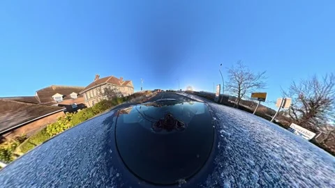 Ultra Wide Special View of British Urban City Streets During Car Drive Stock Footage 327052399