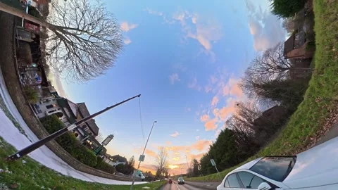 Ultra Wide Special View of British Urban City Streets During Car Drive Vídeos de archivo 327052780