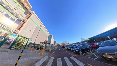Ultra Wide Special View of British Urban City Streets During Car Drive Vídeo Stock 327053280