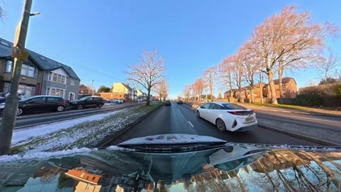 Ultra Wide Special View of British Urban City Streets During Car Drive Vídeos de archivo 327054130