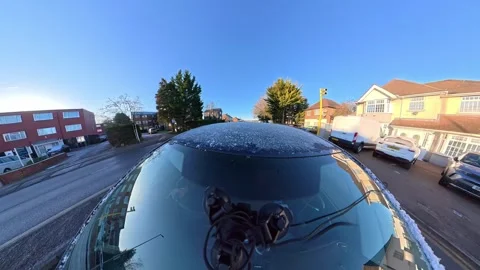 Ultra Wide Special View of British Urban City Streets During Car Drive Vídeo Stock 327055401