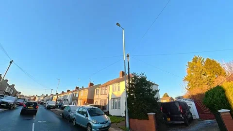 Ultra Wide Special View of British Urban City Streets During Car Drive Stock-Footage 327057660