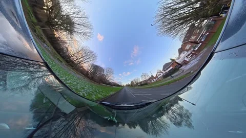 Ultra Wide Special View of British Urban City Streets During Car Drive Stock Footage 327058329