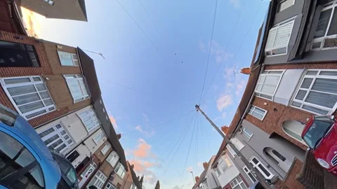 Ultra Wide Special View of British Urban City Streets During Car Drive Vídeo Stock 327058958