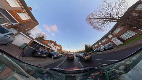 Ultra Wide Special View of British Urban City Streets During Car Drive Vídeo Stock 327081098