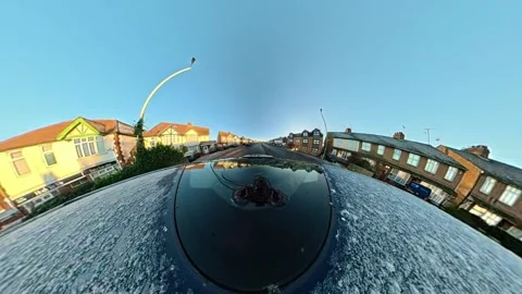 Ultra Wide Special View of British Urban City Streets During Car Drive Vídeo Stock 327081255