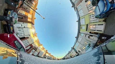 Ultra Wide Special View of British Urban City Streets During Car Drive Vídeo Stock 327081397
