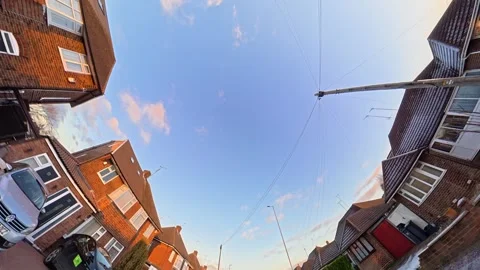 Ultra Wide Special View of British Urban City Streets During Car Drive Stock Footage 327081682