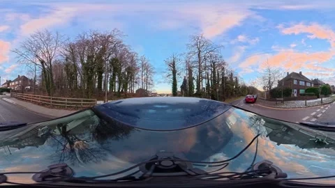 Ultra Wide Special View of British Urban City Streets During Car Drive Stock Footage 327081897