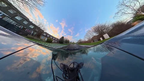 Ultra Wide Special View of British Urban City Streets During Car Drive Stock Footage 327081999