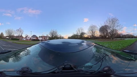 Ultra Wide Special View of British Urban City Streets During Car Drive Stock Footage 327082005