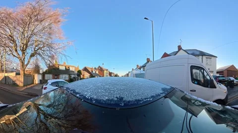 Ultra Wide Special View of British Urban City Streets During Car Drive Stock Footage 327082135