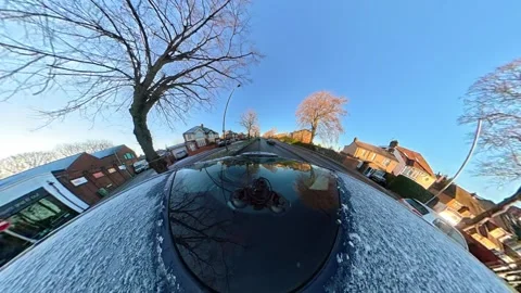 Ultra Wide Special View of British Urban City Streets During Car Drive Vídeos de archivo 327082396