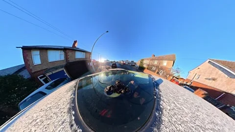 Ultra Wide Special View of British Urban City Streets During Car Drive Vídeo Stock 327082438
