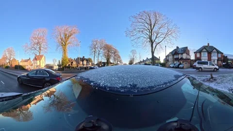 Ultra Wide Special View of British Urban City Streets During Car Drive Stock Footage 327083000