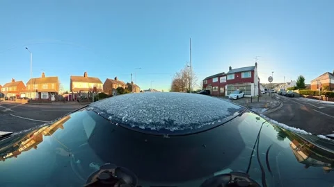 Ultra Wide Special View of British Urban City Streets During Car Drive Stock Footage 327083082