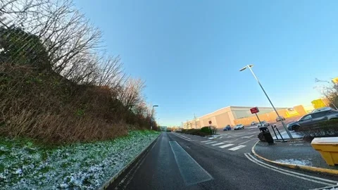 Ultra Wide Special View of British Urban City Streets During Car Drive Stock Footage 327083108