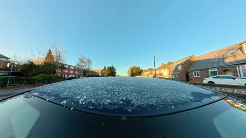 Ultra Wide Special View of British Urban City Streets During Car Drive Stock Footage 327083129