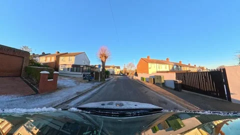 Ultra Wide Special View of British Urban City Streets During Car Drive Stock Footage 327083484