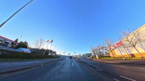 Ultra Wide Special View of British Urban City Streets During Car Drive Vídeo Stock 327083660