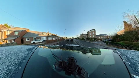 Ultra Wide Special View of British Urban City Streets During Car Drive Stock-Footage 327084047