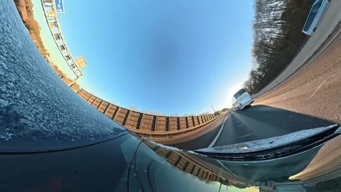 Ultra Wide Special View of British Urban City Streets During Car Drive Stock Footage 327084076