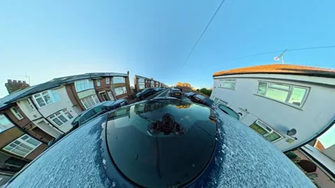 Ultra Wide Special View of British Urban City Streets During Car Drive Stock Footage 327084320