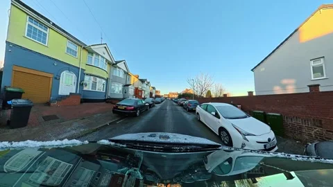 Ultra Wide Special View of British Urban City Streets During Car Drive Stock-Footage 327084531