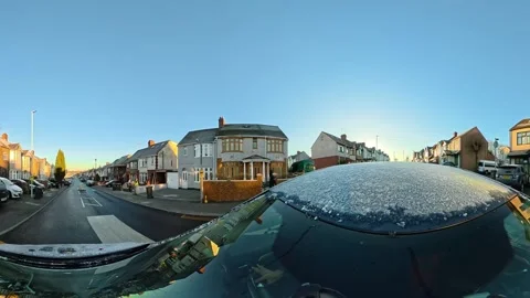Ultra Wide Special View of British Urban City Streets During Car Drive Stock Footage 327084643