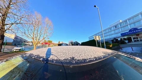 Ultra Wide Special View of British Urban City Streets During Car Drive Stock Footage 327084657