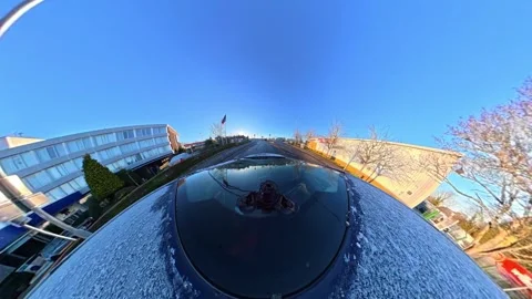 Ultra Wide Special View of British Urban City Streets During Car Drive Vídeo Stock 327084785