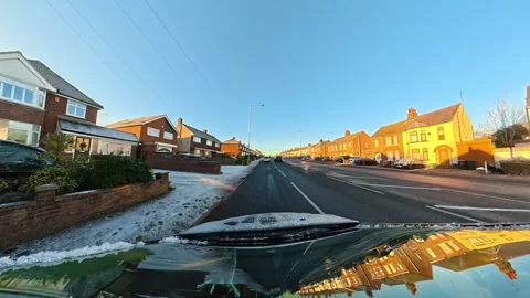 Ultra Wide Special View of British Urban City Streets During Car Drive Vídeo Stock 327085123