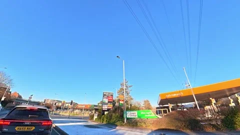 Ultra Wide Special View of British Urban City Streets During Car Drive Vídeo Stock 327085171