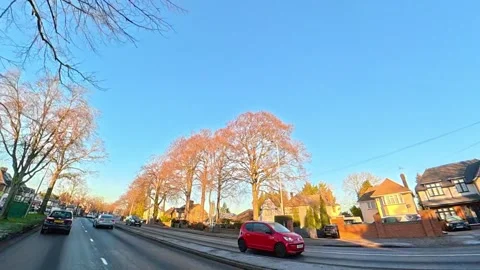 Ultra Wide Special View of British Urban City Streets During Car Drive Vídeos de archivo 327085241